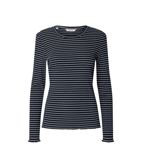 Anna LS Crew Neck Tee Str- Blue