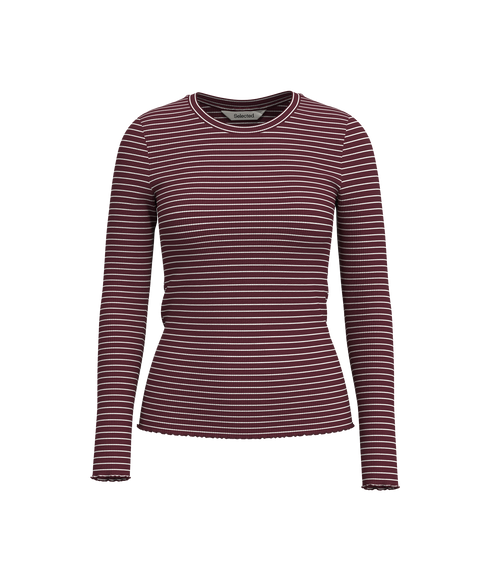 Anna LS Crew Neck Tee Str- Red
