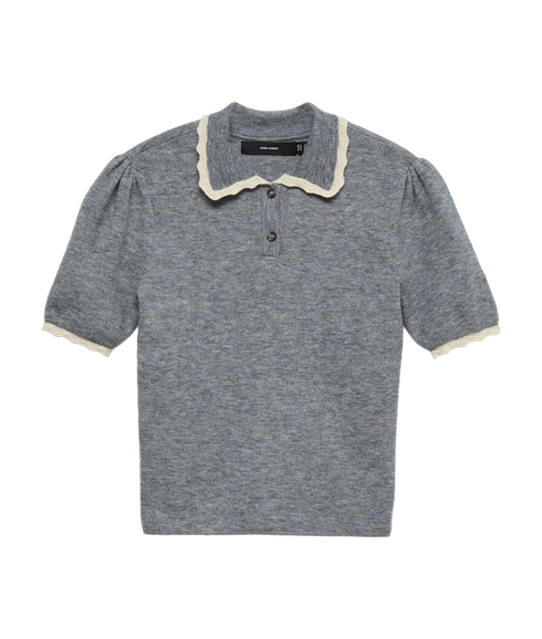 Ella 2/4 Polo Pullover - Grey