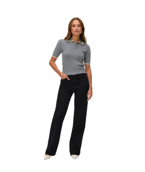 Ella 2/4 Polo Pullover - Grey