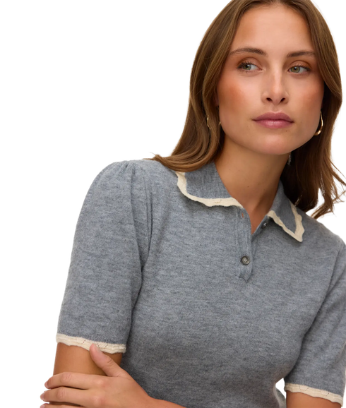 Ella 2/4 Polo Pullover - Grey