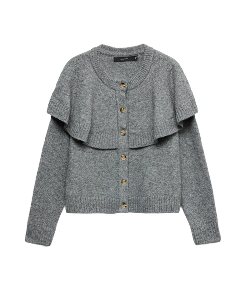 Lilli LS O-Neck Cape Cardigan Boo - Grey