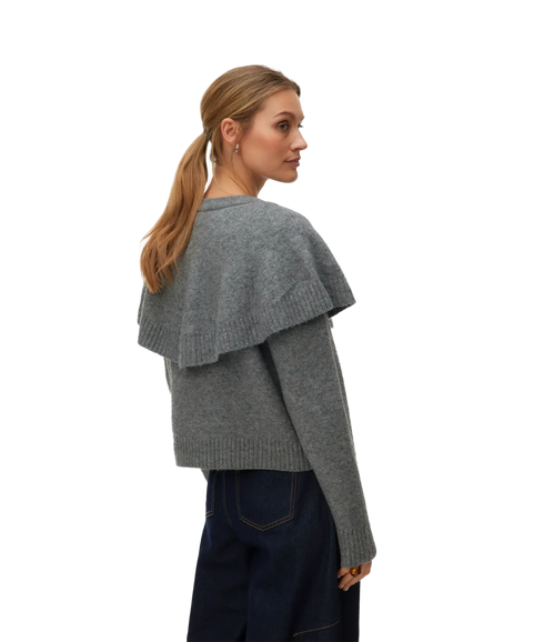 Lilli LS O-Neck Cape Cardigan Boo - Grey