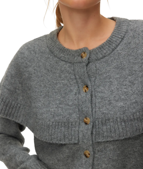 Lilli LS O-Neck Cape Cardigan Boo - Grey
