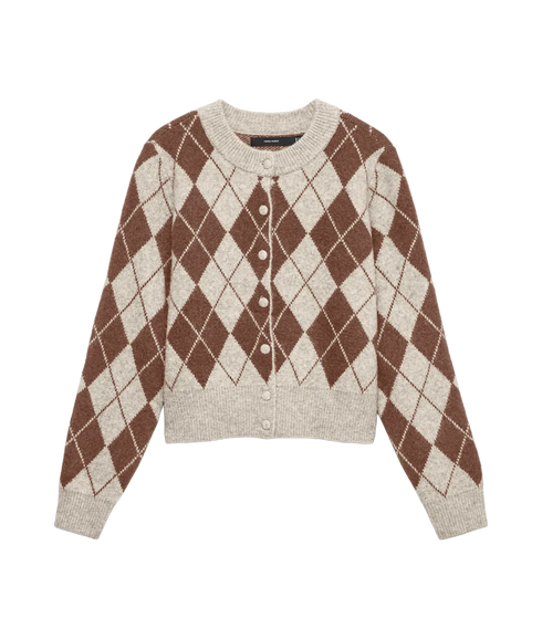 Halo LS O-Neck Argyle Cardigan Boo - Grey