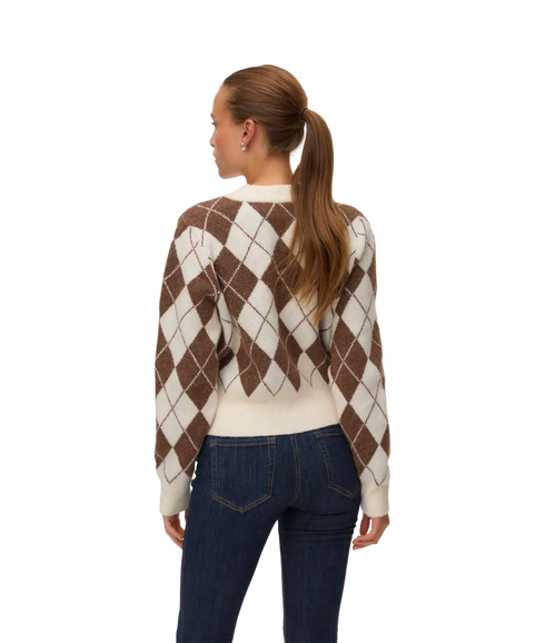 Halo LS O-Neck Argyle Cardigan Boo - Grey