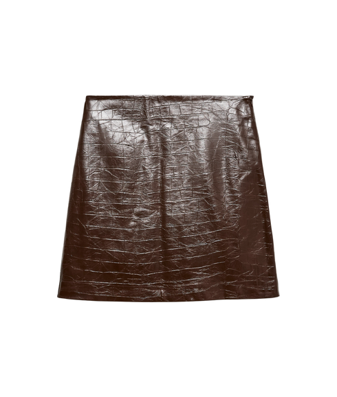 Carly Short Coated Skirt - Brown
