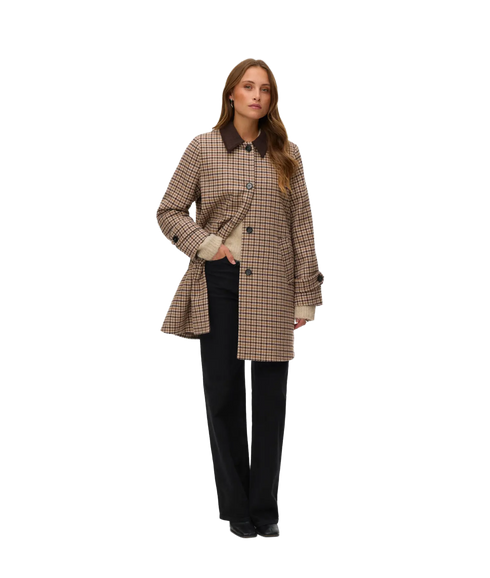 Jackie Check Coat Boo - Brown
