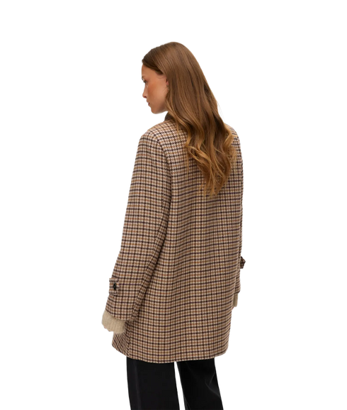 Jackie Check Coat Boo - Brown