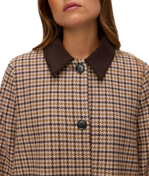 Jackie Check Coat Boo - Brown