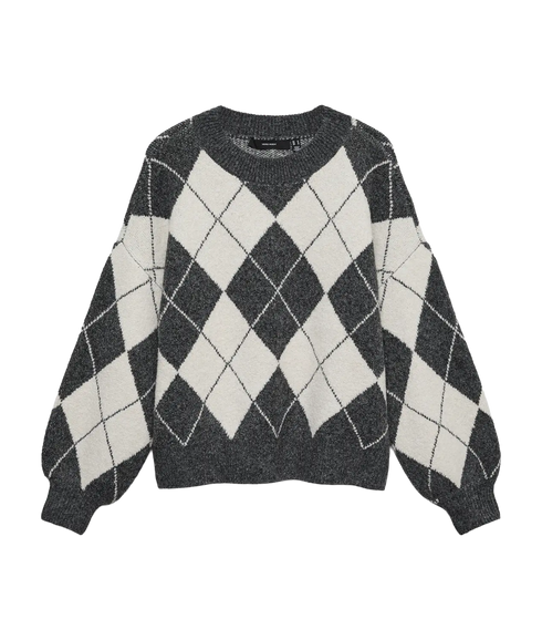 Doffy Jaquard LS O-Nck Pullover - Grey