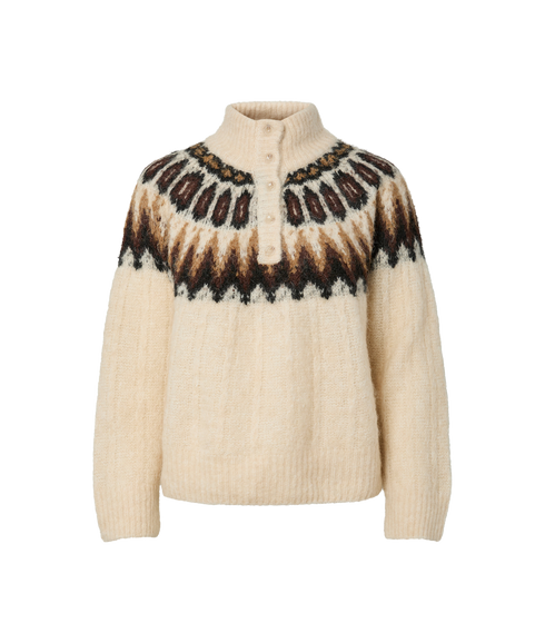 Domina LS Wool Blend Knit Pullover - White