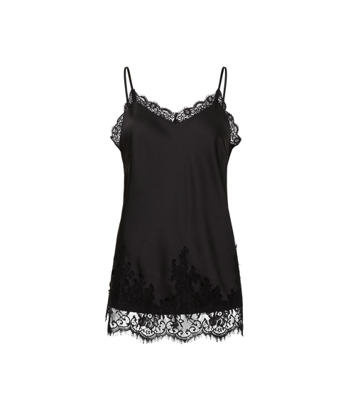 Jessa Long Singlet W/Lace - Black