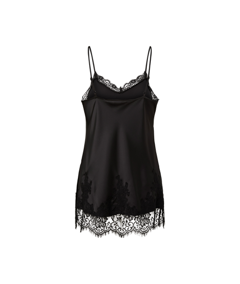 Jessa Long Singlet W/Lace - Black