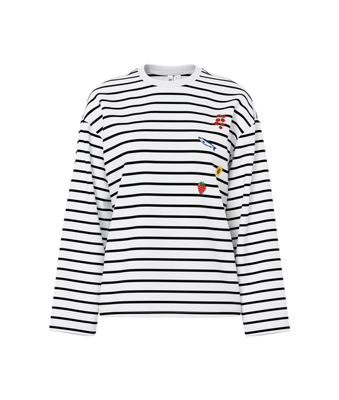 Sadie LS Emb Tee - White