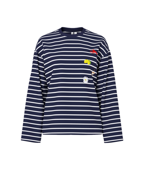Sadie LS Emb Tee - Blue