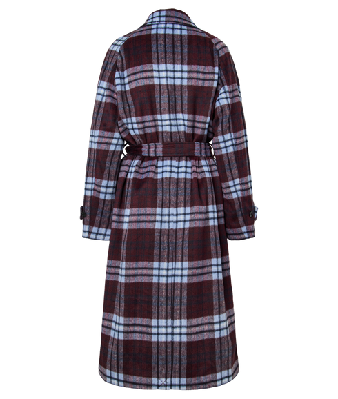 Aimee Check Coat W. Belt - Blue