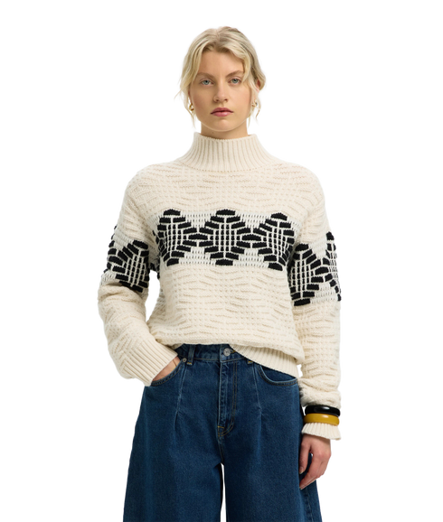 Lili LS Knit High Neck - White