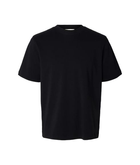 Taj Mid Wgt Peach SS O-Neck Tee - Black