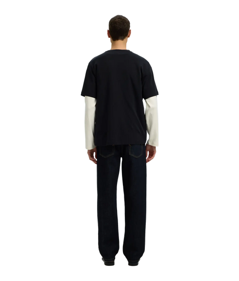 Taj Mid Wgt Peach SS O-Neck Tee - Black