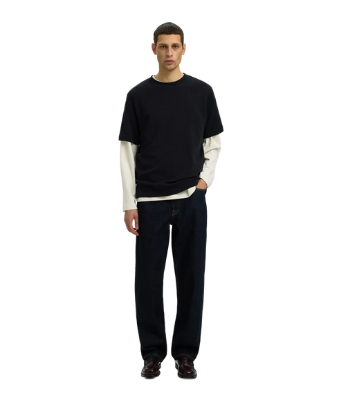 Taj Mid Wgt Peach SS O-Neck Tee - Black
