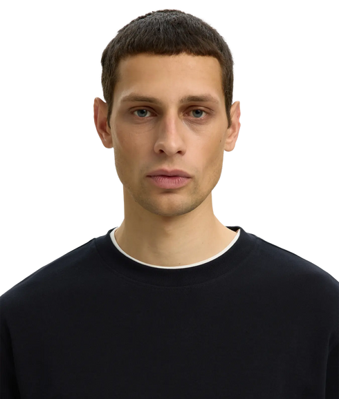 Taj Mid Wgt Peach SS O-Neck Tee - Black
