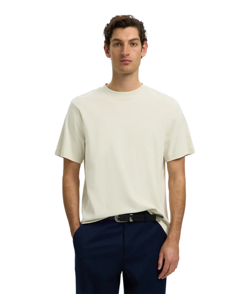Taj Mid Wgt Peach SS O-Neck Tee - Grey