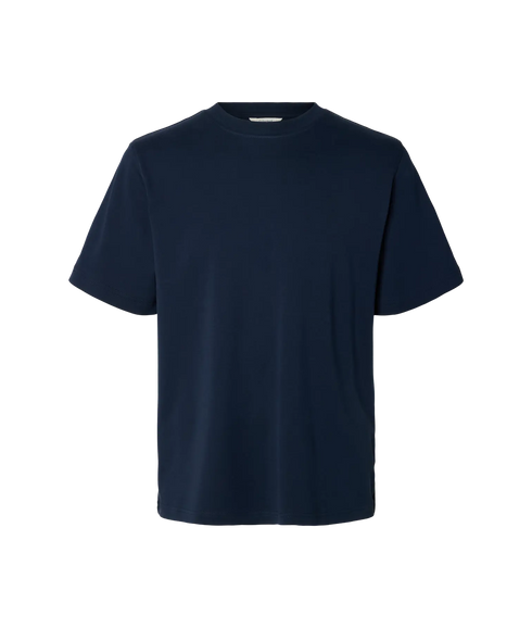 Taj Mid Wgt Peach SS O-Neck Tee - Blue