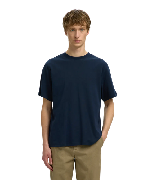Taj Mid Wgt Peach SS O-Neck Tee - Blue