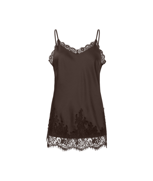 Jessa Long Singlet W/Lace - Brown