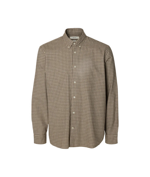 Regcole Jay Melange LS Shirt - Brown