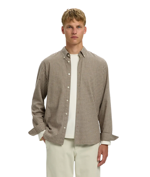 Regcole Jay Melange LS Shirt - Brown