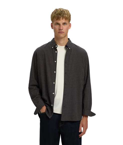 Regcole Jay Melange LS Shirt - Dark Blue