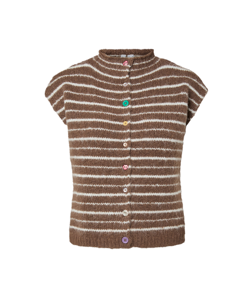Asira Button Knit Vest - Brown
