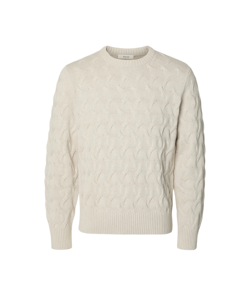 Carlos LS Cable Crew Neck - Grey