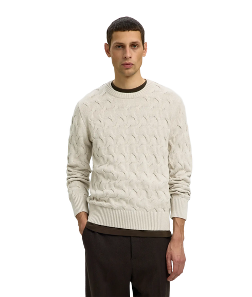 Carlos LS Cable Crew Neck - Grey