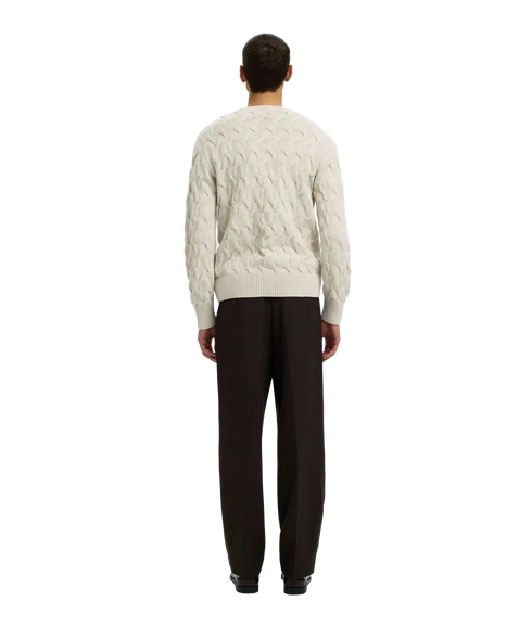 Carlos LS Cable Crew Neck - Grey