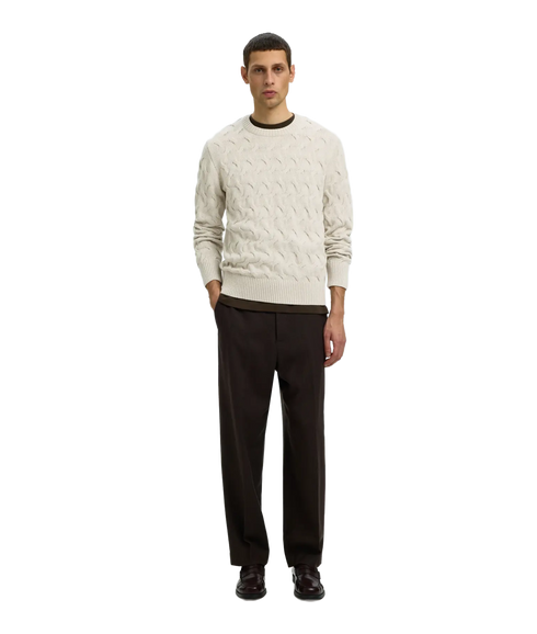 Carlos LS Cable Crew Neck - Grey