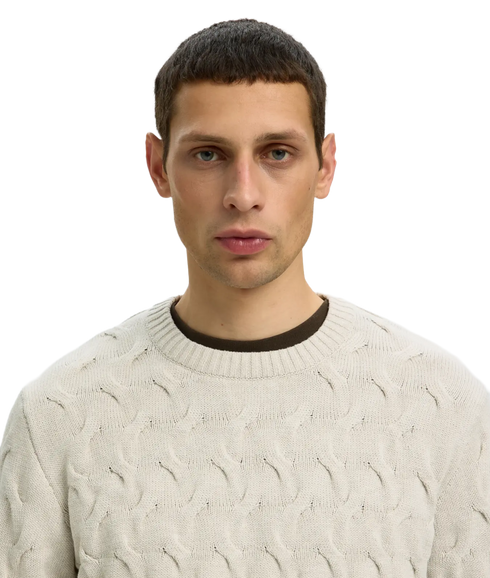Carlos LS Cable Crew Neck - Grey