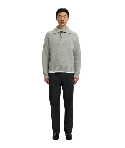 Cody LS Knit Polo Collar - Grey