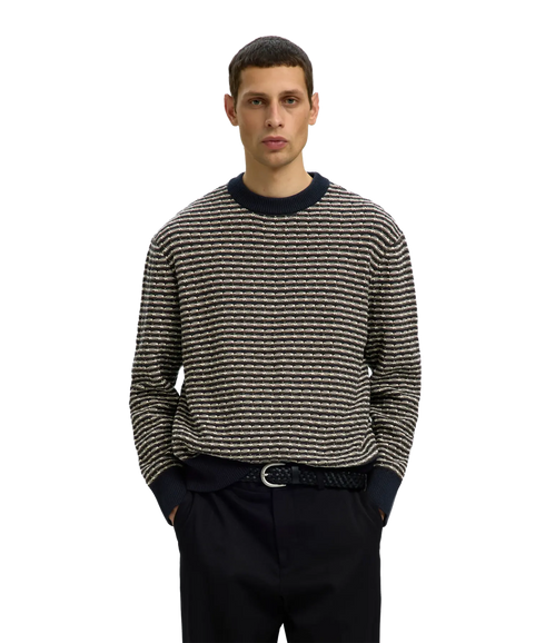 Darrell LS Structure Crew Neck - Blue