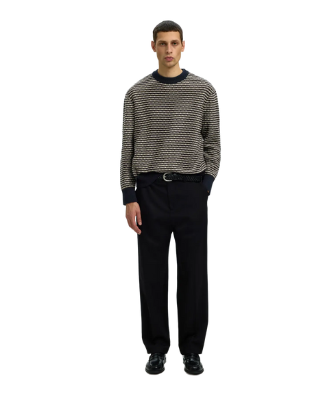 Darrell LS Structure Crew Neck - Blue