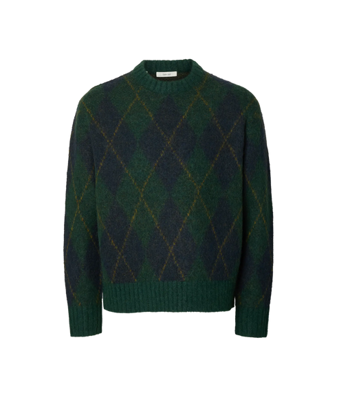 Rai LS Knit Argyle Crew Neck - Green