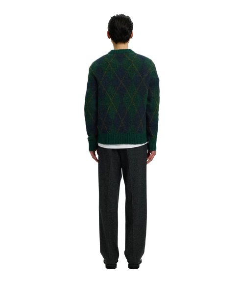 Rai LS Knit Argyle Crew Neck - Green