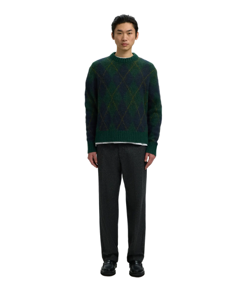 Rai LS Knit Argyle Crew Neck - Green