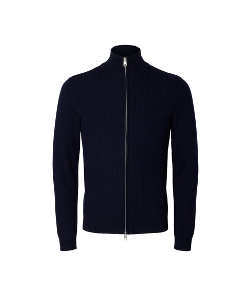 Tray Merino Brushed Struc Zip - Blue
