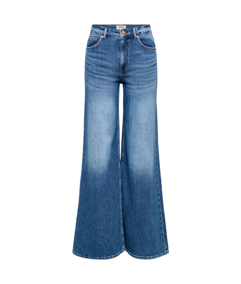 Sasha Wide Flared Denim Dot - Blue