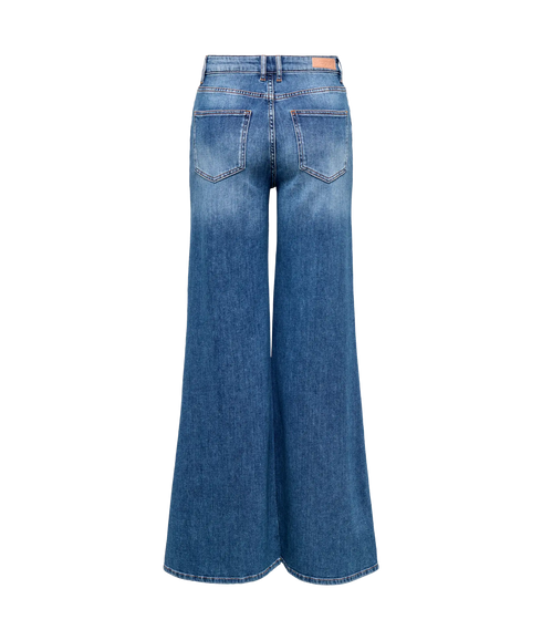 Sasha Wide Flared Denim Dot - Blue