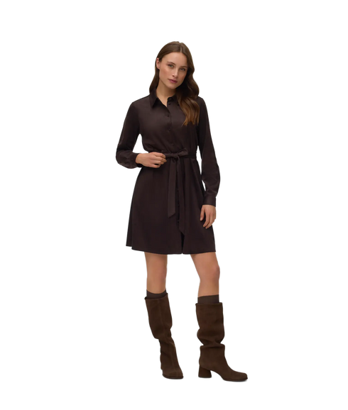 Katty LS Short Shirt Dress - Brown