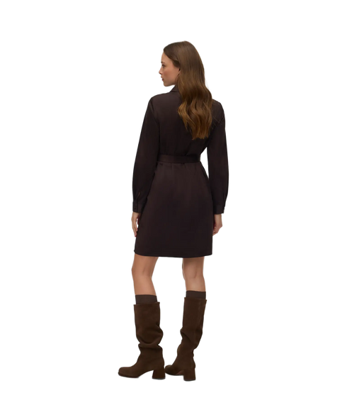 Katty LS Short Shirt Dress - Brown